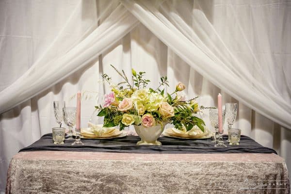 Head Table Set Up Pink Linen