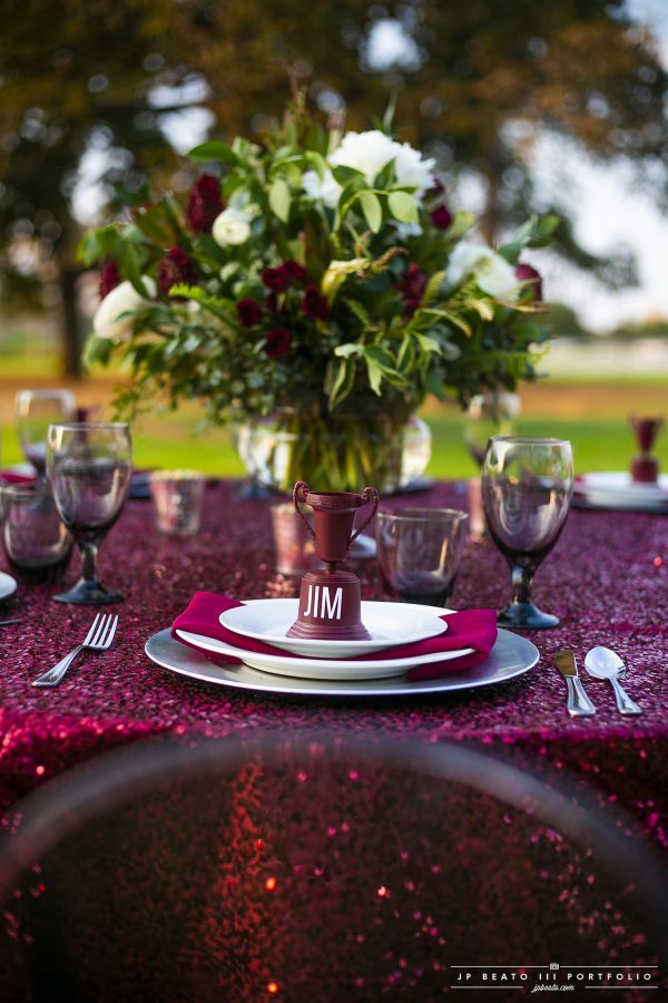 Maroon Sequin Tailgate Set Up