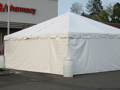 Solid white tent sidewall