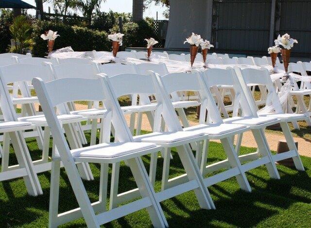 white garden chairs