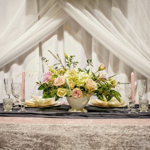 Head Table Set Up Pink Linen
