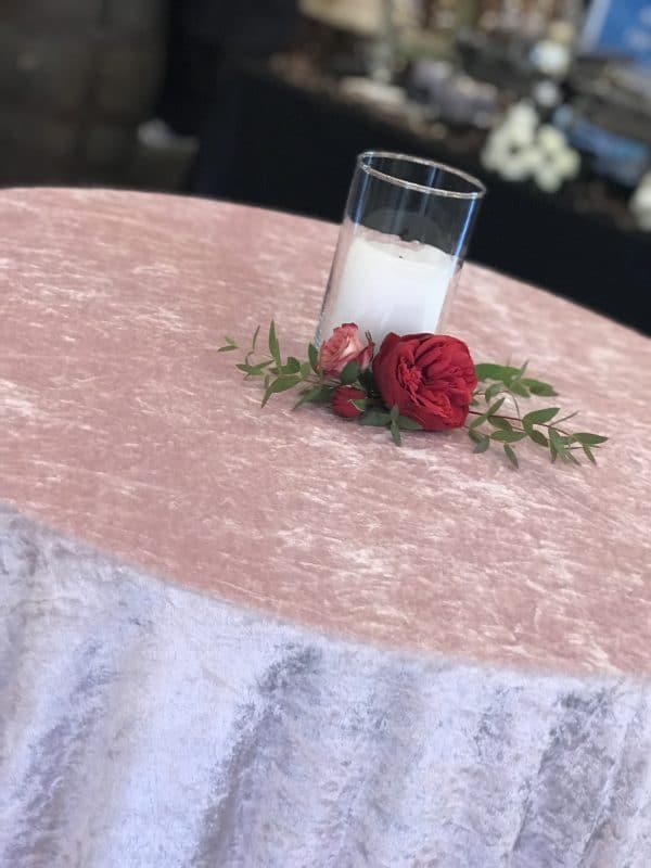 Pink Velvet Linen on Cocktail Table
