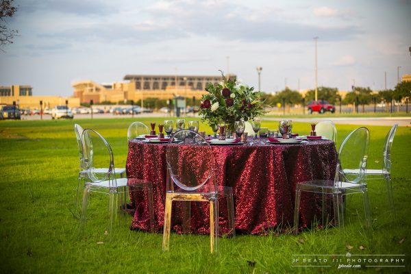 Aggie Maroon Sequin Tailgate Set Up