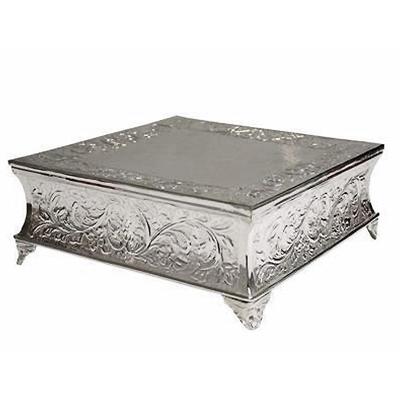 Square Cake Stand Silver 16  Details Party Rental